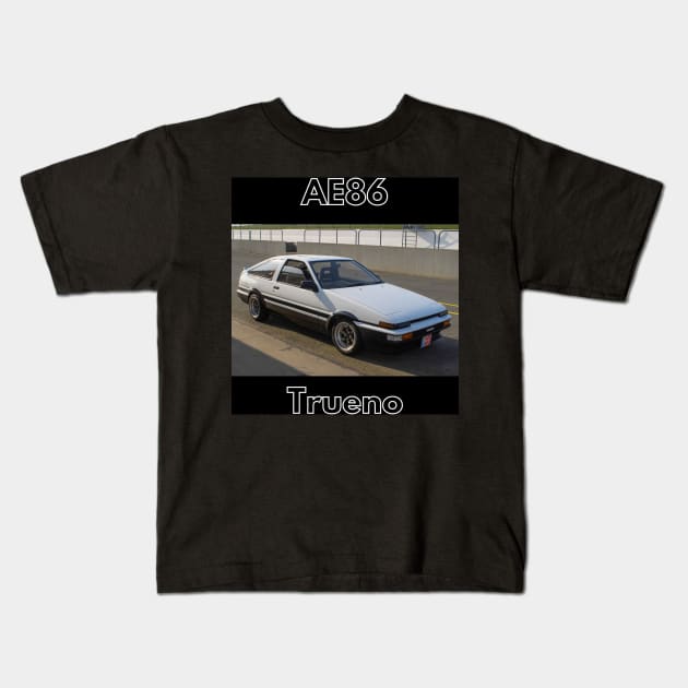 Toyota Corolla GT AE86 Trueno - Black and White Design Kids T-Shirt by Trevor1984